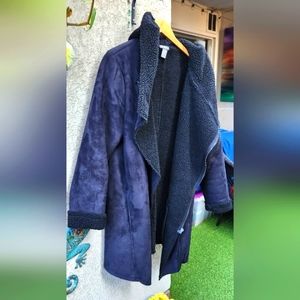 Suede fall wrap around coat.